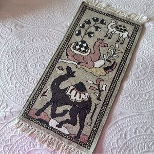 VINTAGE CAMEL‎ pictorial HANGING WALL TAPESTRY RUG art deco boho RARE